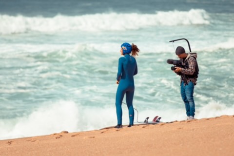 Antoine Chicoye et Justine Dupont à Nazaré