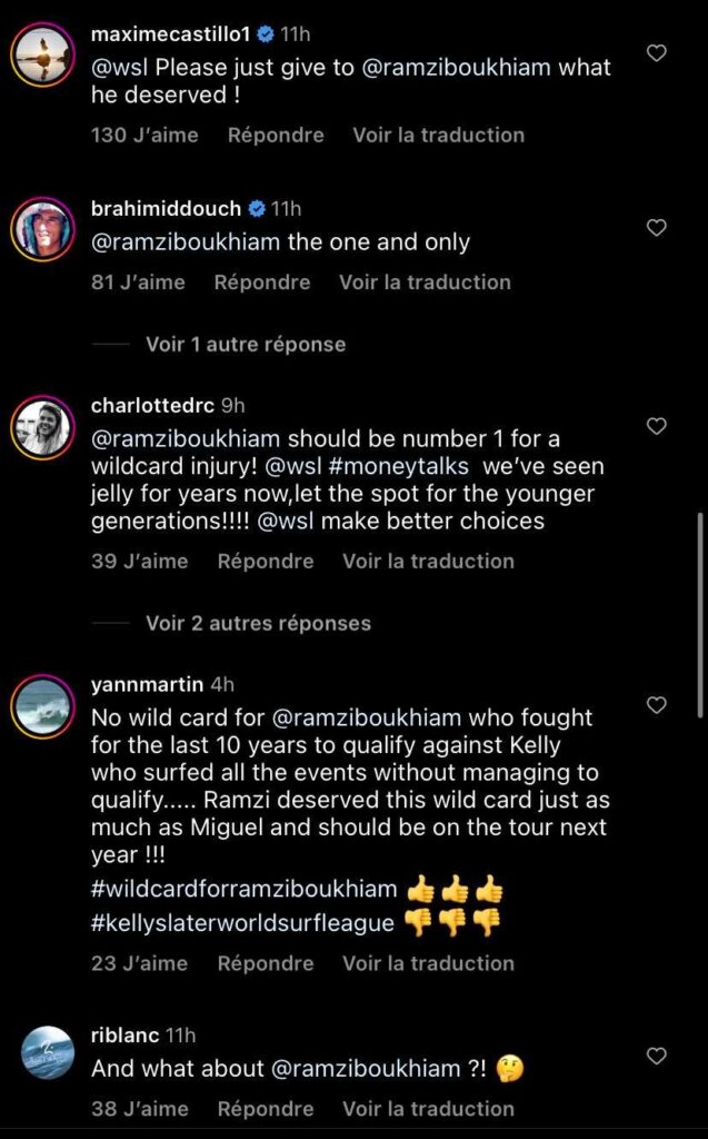 commentaire instagram Ramzi Boukhiam WSL