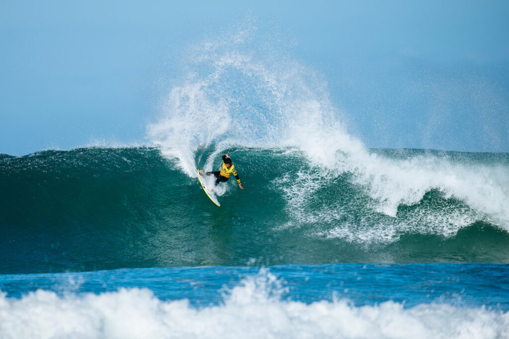 JEFFREYS BAY, EASTERN CAPE, SOUTH AFRICA - JULY 18: WSL Champion Filipe Toledo of Brazil surfs in Heat 5 of the Round of 16 at the Corona Open J-Bay on July 18, 2023 at Jeffreys Bay, Eastern Cape, South Africa. (Photo by Beatriz Ryder/World Surf League)