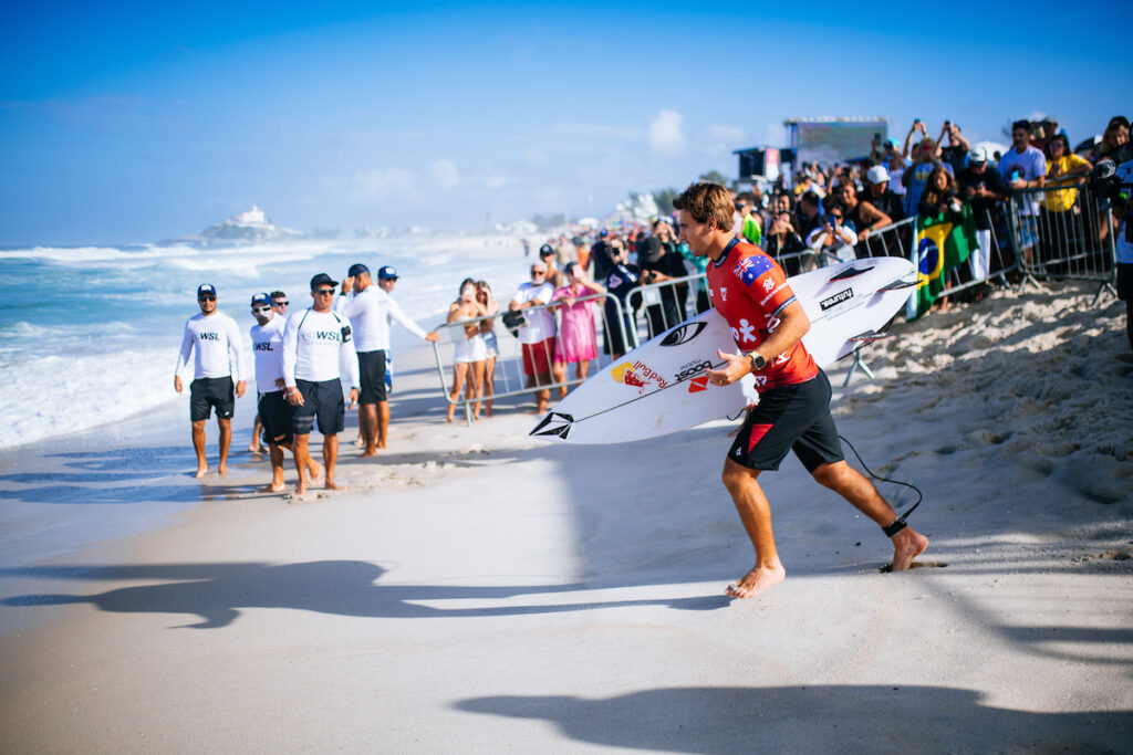 SAQUAREMA, RIO DE JANEIRO, BRAZIL - JUNE 30: Jack Robinson of Australia prior to surfing in Heat 5 of the Elimination Round at the VIVO Rio Pro on June 30, 2023 at Saquarema, Rio De Janeiro, Brazil. (Photo by Thiago Diz/World Surf League)