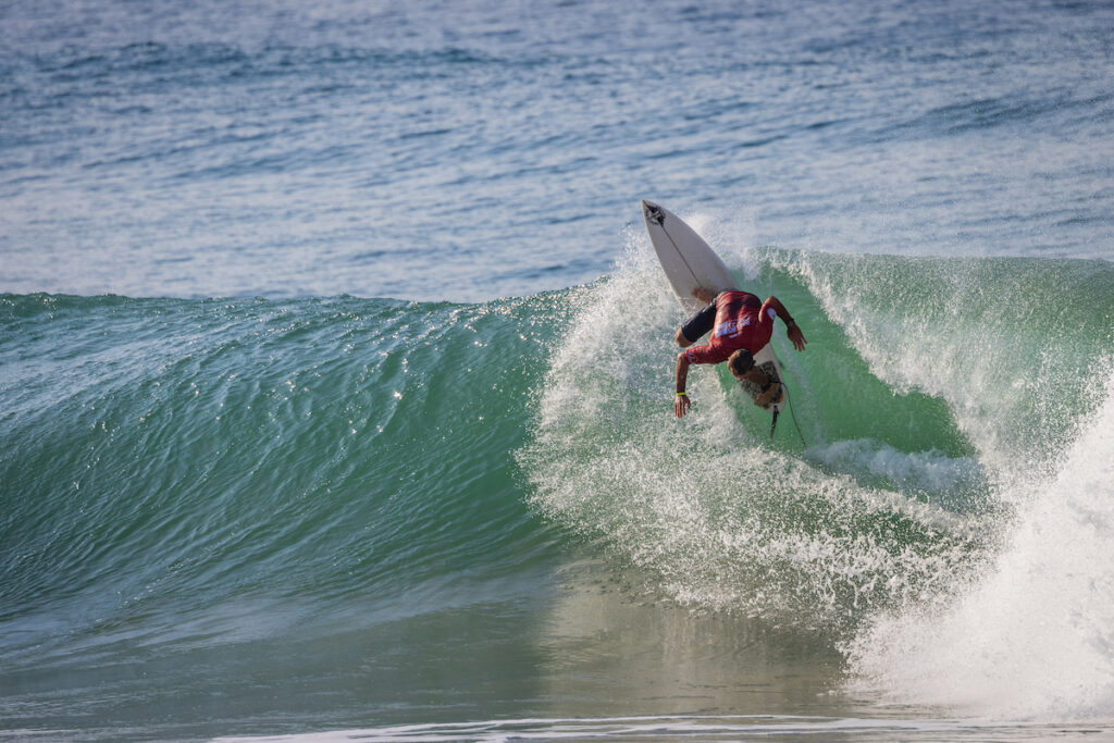 BALLITO, KWAZULU-NATAL, SOUTH AFRICA - JULY 6: Joan Duru of France surfs in Heat 5 of the Round of 16 at the Ballito Pro on July 6, 2023 at Ballito, Kwazulu-Natal, South Africa. (Photo by Pierre Tostee/World Surf League)