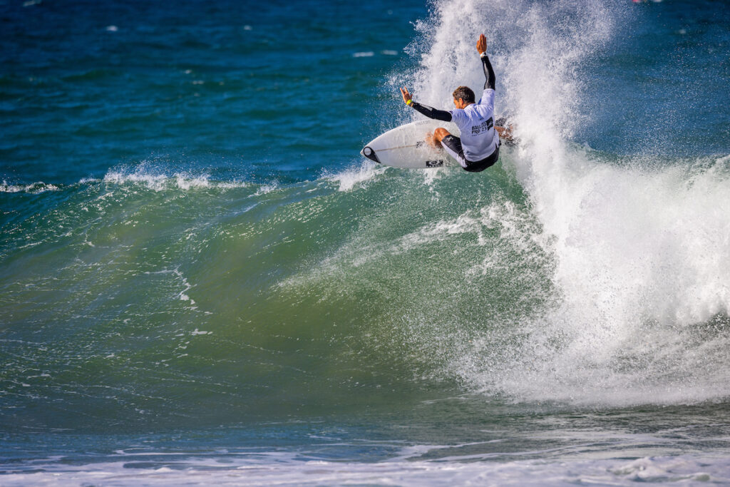 BALLITO, KWAZULU-NATAL, SOUTH AFRICA - JULY 3: Jorgann Couzinet of France surfs in Heat 8 of the Round of 64 at the Ballito Pro on July 3, 2023 at Ballito, Kwazulu-Natal, South Africa. (Photo by Pierre Tostee/World Surf League)