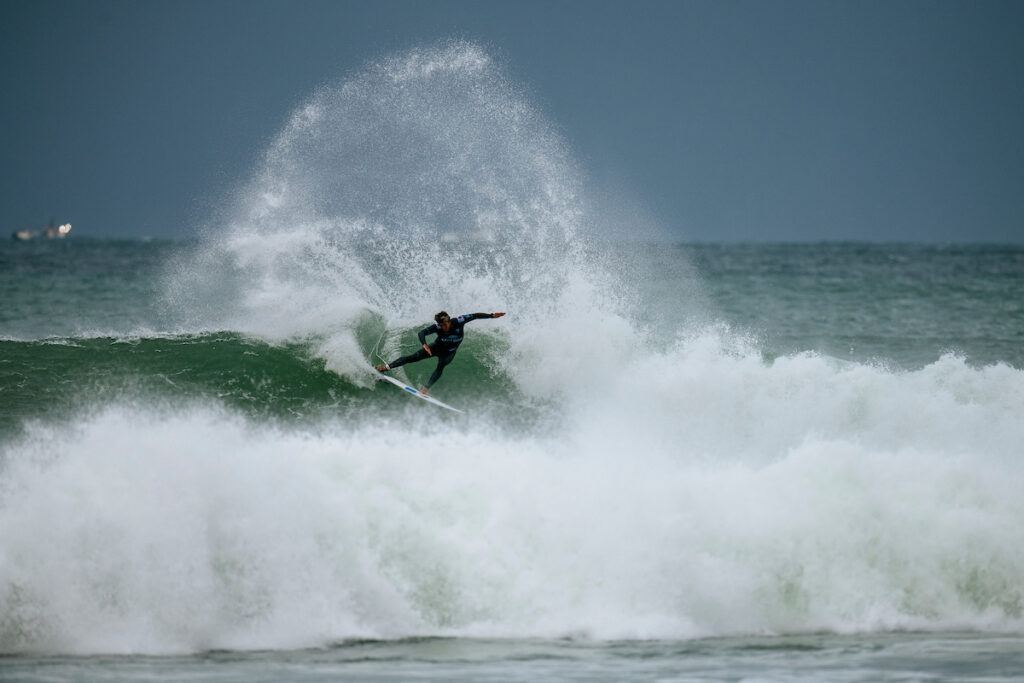 JEFFREYS BAY, EASTERN CAPE, SOUTH AFRICA - JULY 19: Kanoa Igarashi of Japan surfs in Heat 2 of the Semifinals at the Corona Open J-Bay on July 19, 2023 at Jeffreys Bay, Eastern Cape, South Africa. (Photo by Beatriz Ryder/World Surf League)