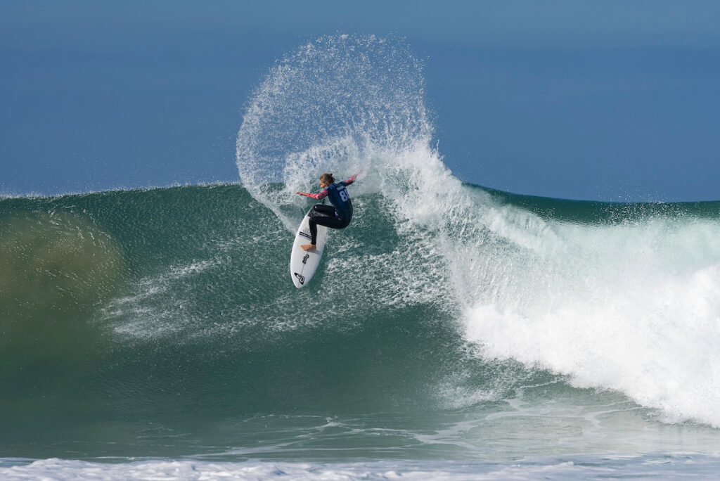 JEFFREYS BAY, EASTERN CAPE, SOUTH AFRICA - JULY 18: Eight-time WSL Champion Stephanie Gilmore of Australia surfs in Heat 4 of the Elimination Round at the Corona Open J-Bay on July 18, 2023 at Jeffreys Bay, Eastern Cape, South Africa. (Photo by Alan Van Gysen/World Surf League)