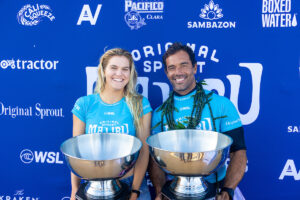 Kai Sallas et Soleil Errico champions du monde de longboard à Malibu