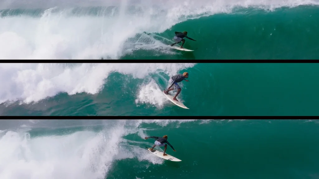 Dame Samb, surfer sénégalais, qui tube sur la vague de Ouakam à Dakar.