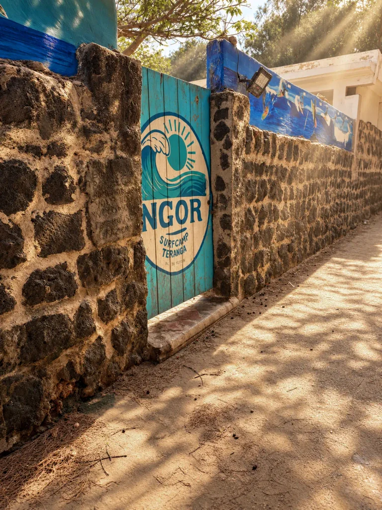 l'entrée du Ngor surfcamp Terrranga